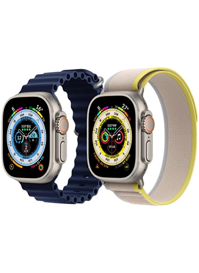 IAF - Silicone Ocean Band Strap Dark Blue Trail Loop strap Yellow/Beige Set of 2 for Apple Watch Ultra 8 49mm - Image 1