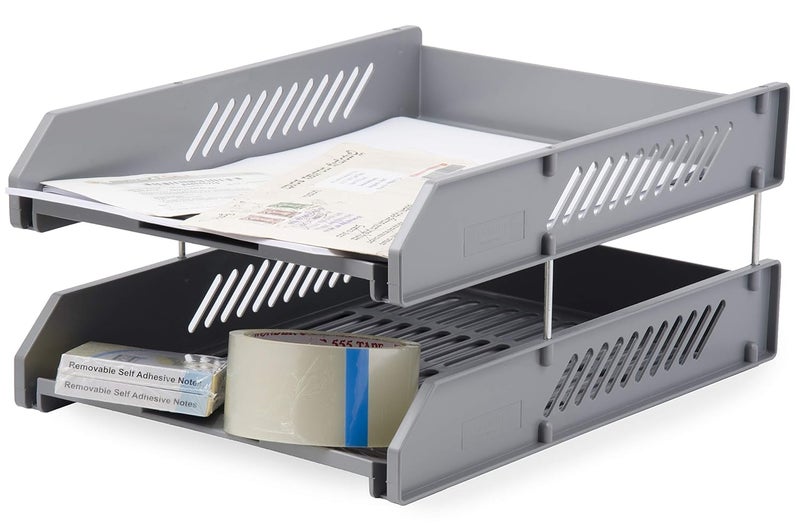Chrome 9635 2Tier Plastic Document Tray Grey - Image 2