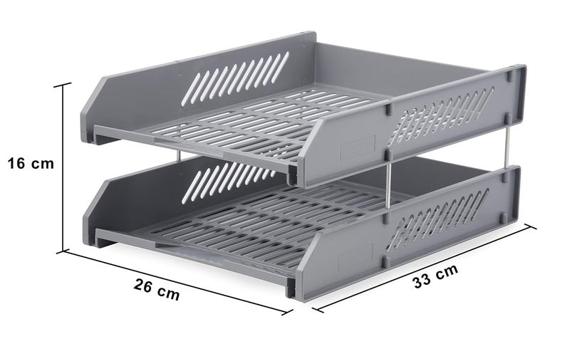 Chrome 9635 2Tier Plastic Document Tray Grey - Image 3