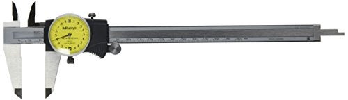 Mitutoyo 505-731 Dial Caliper, Stainless Steel, Yellow Face, 0-200 mm Range, +/-0.03 mm Accuracy, 0.02 mm Resolution - Image 1