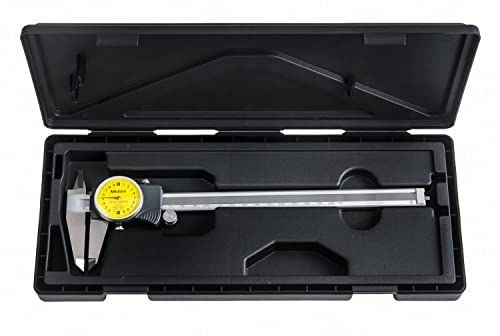 Mitutoyo 505-731 Dial Caliper, Stainless Steel, Yellow Face, 0-200 mm Range, +/-0.03 mm Accuracy, 0.02 mm Resolution - Image 2