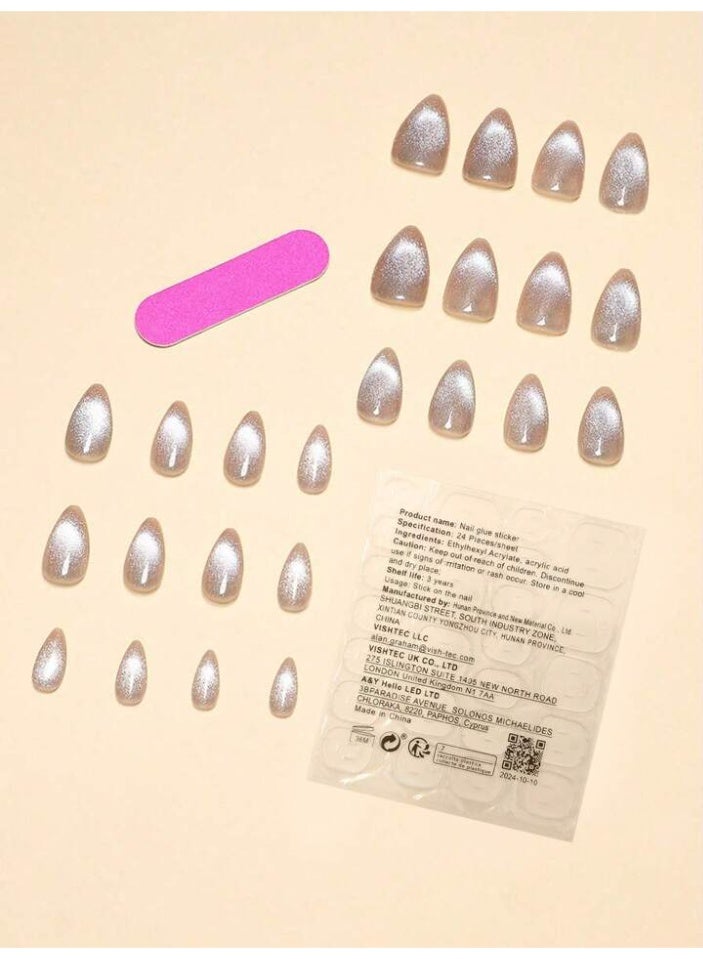 Short, Full Cover 3D Effect False Nails - 12 Pieces - Image 3