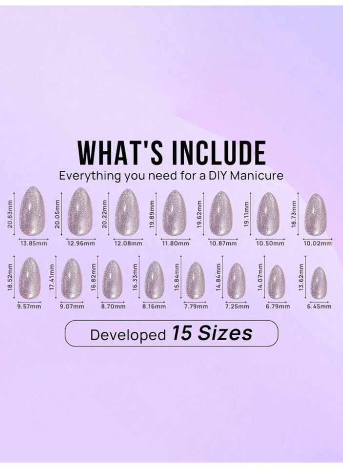 Short, Full Cover 3D Effect False Nails - 12 Pieces - Image 2