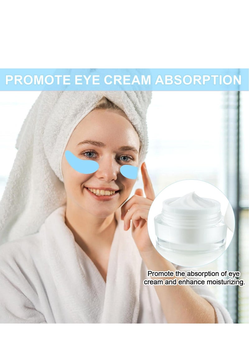 Reusable Eye Patch, Silicone Anti-Wrinkle Patches Under Eye Mask Fills Fine Lines and Wrinkles with Metal Eye Cream Applicator and Tin Case (Blue)