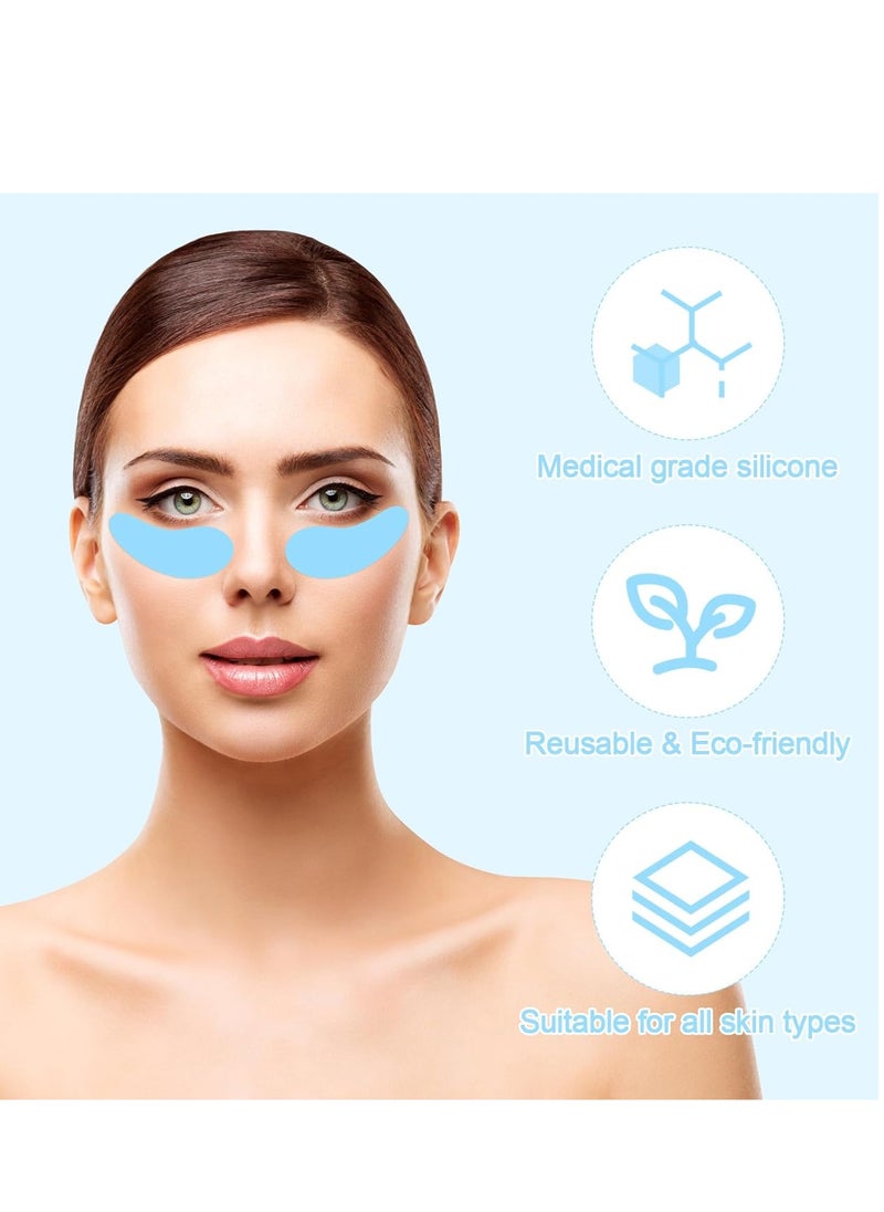 Generic Reusable Eye Patch, Silicone Anti-Wrinkle Patches Under Eye Mask Fills Fine Lines and Wrinkles with Metal Eye Cream Applicator and Tin Case (Blue)  - Image 3