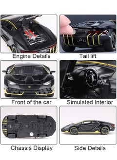 SAAMYA 1:32 Lambo Supercar LP770 Die-Cast Zinc Alloy Pull Back Toy Car with Sound & Light, Collectible Metal Model Vehicle Gift for Kids Boys Girls (Black)  - Image 4