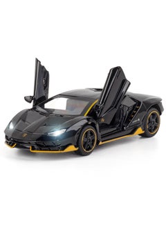 SAAMYA 1:32 Lambo Supercar LP770 Die-Cast Zinc Alloy Pull Back Toy Car with Sound & Light, Collectible Metal Model Vehicle Gift for Kids Boys Girls (Black)  - Image 1