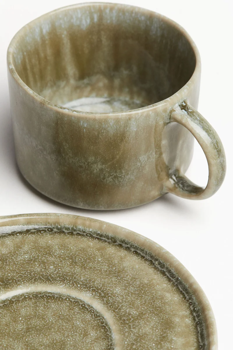 H&M Reactive-glaze mug and saucer