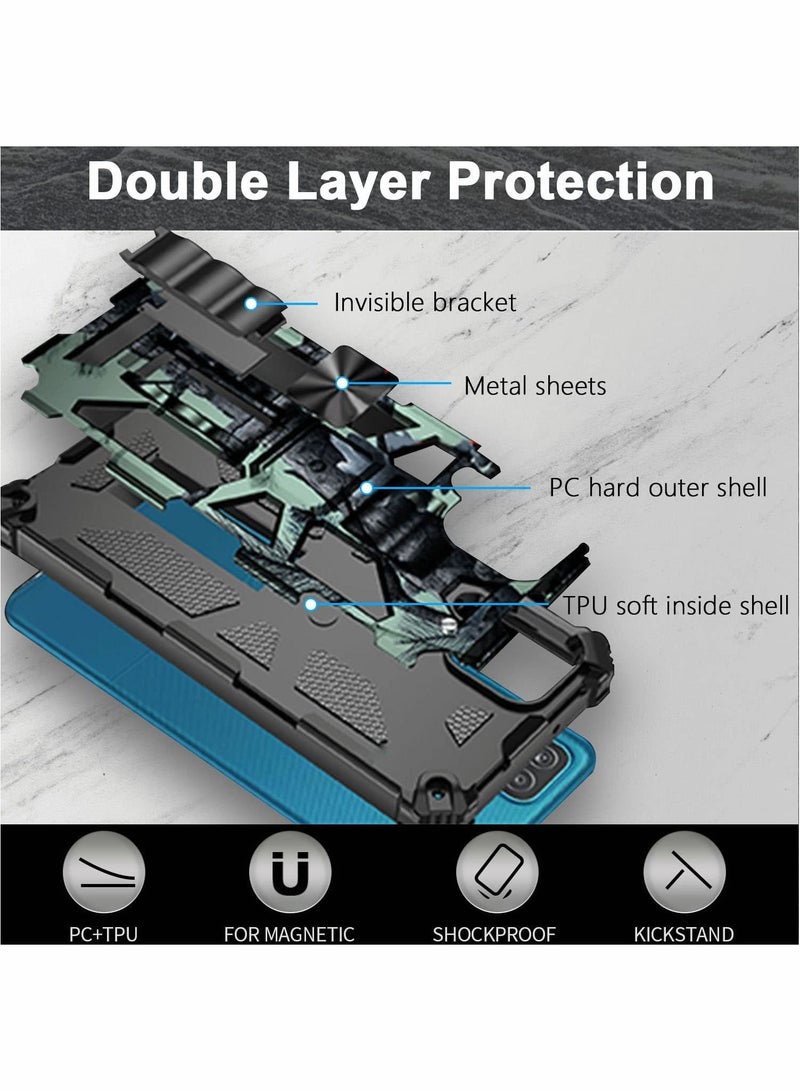 KASTWAVE Case for Samsung Galaxy A12 Case M12 Case with Kickstand Camo Grade Rugged Cover Drop Protection Shockproof Built-in Magnetic Case for Samsung A12 M12 Cover Case Mint Green - Image 3