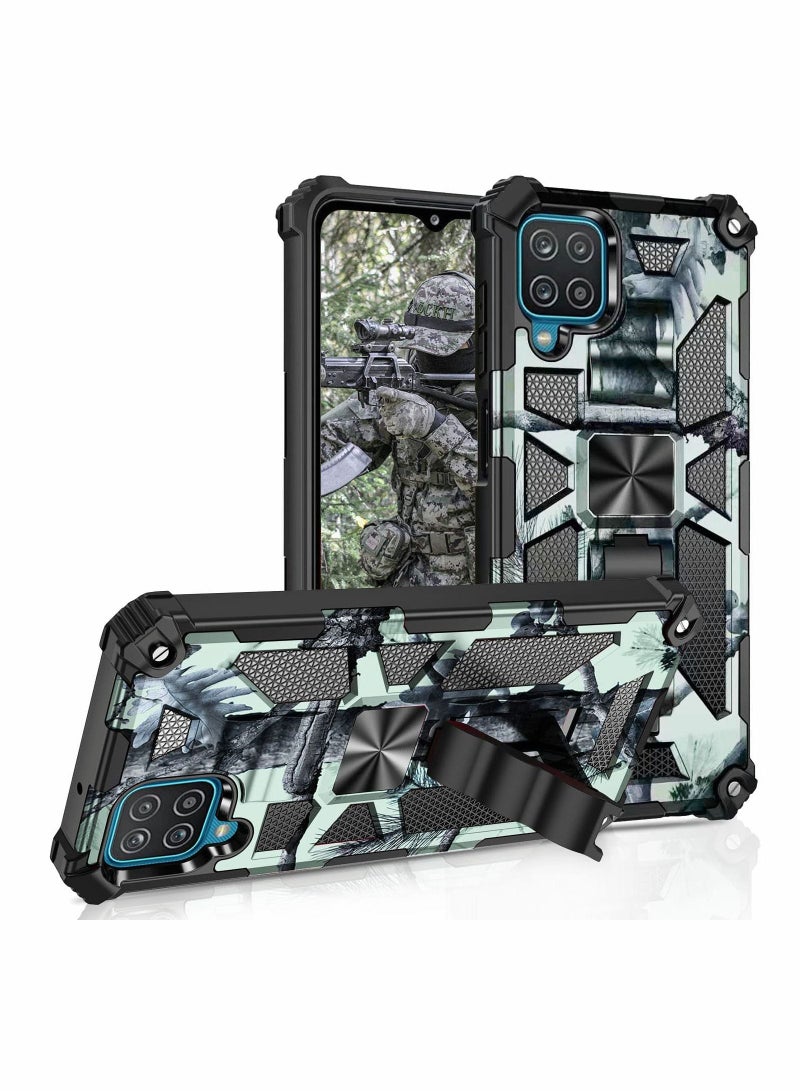 KASTWAVE Case for Samsung Galaxy A12 Case M12 Case with Kickstand Camo Grade Rugged Cover Drop Protection Shockproof Built-in Magnetic Case for Samsung A12 M12 Cover Case Mint Green - Image 1