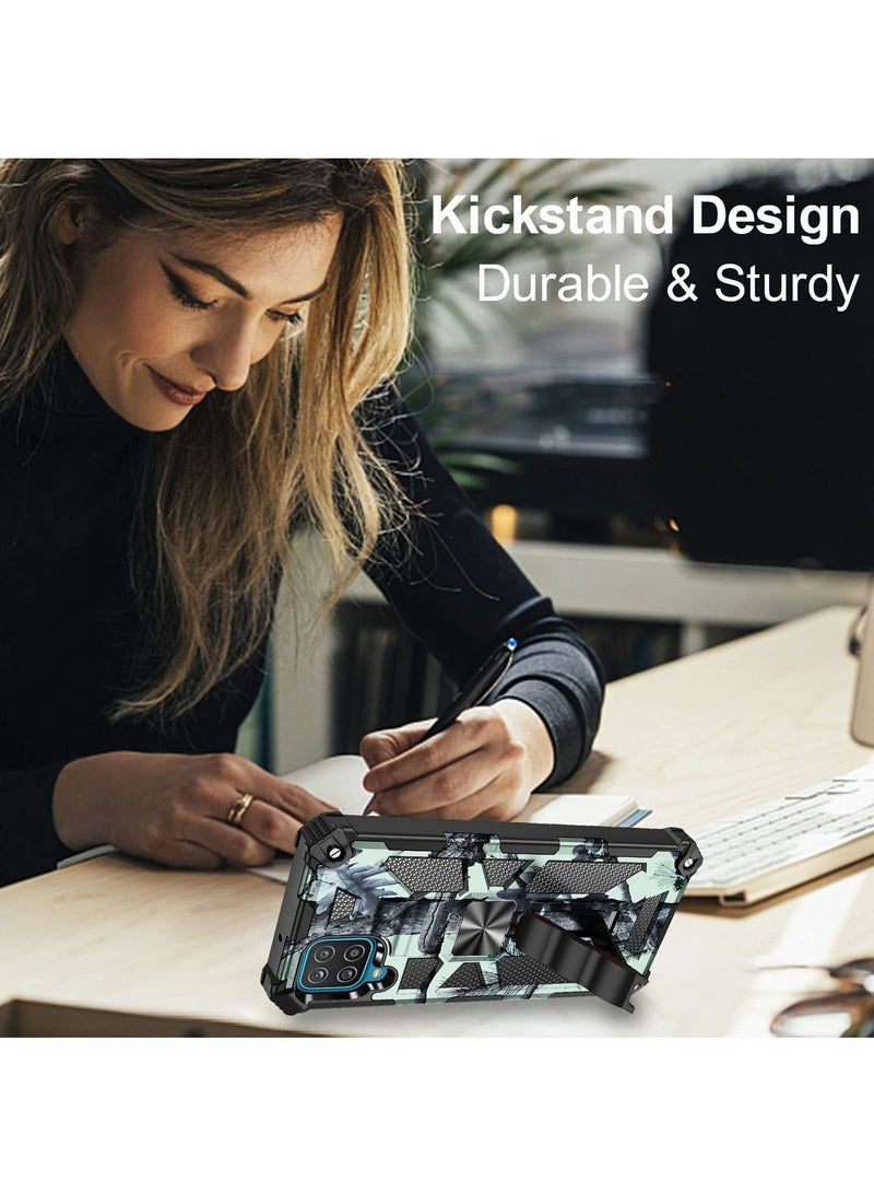 KASTWAVE Case for Samsung Galaxy A12 Case M12 Case with Kickstand Camo Grade Rugged Cover Drop Protection Shockproof Built-in Magnetic Case for Samsung A12 M12 Cover Case Mint Green - Image 2