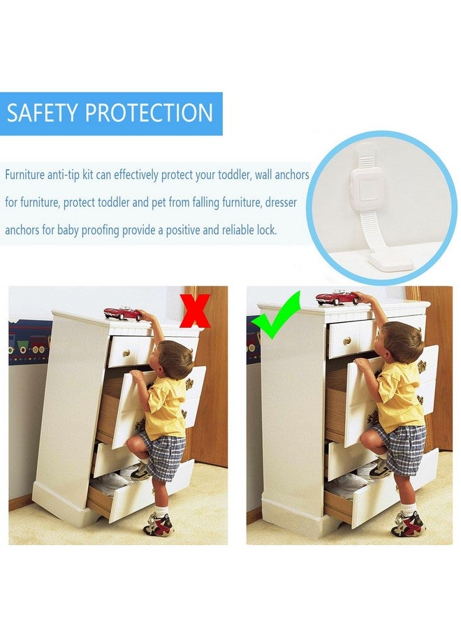 YEYA Upgraded No Drill Furniture Anchors for Baby Proofing, Anti-Tip Adjustable Straps, 4 Pack - Image 3