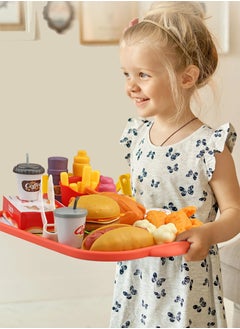 Toyzey 80 Pcs Pretend Playset Food Toy for Kids Aged 2+,  Children's Kitchen Game Fast Food Hamburger Toy Set with Storage Bucket, Pizza, Burger, Ice Cream, Hot Dog, Educational Toy Gift for Boys Girls  - Image 5