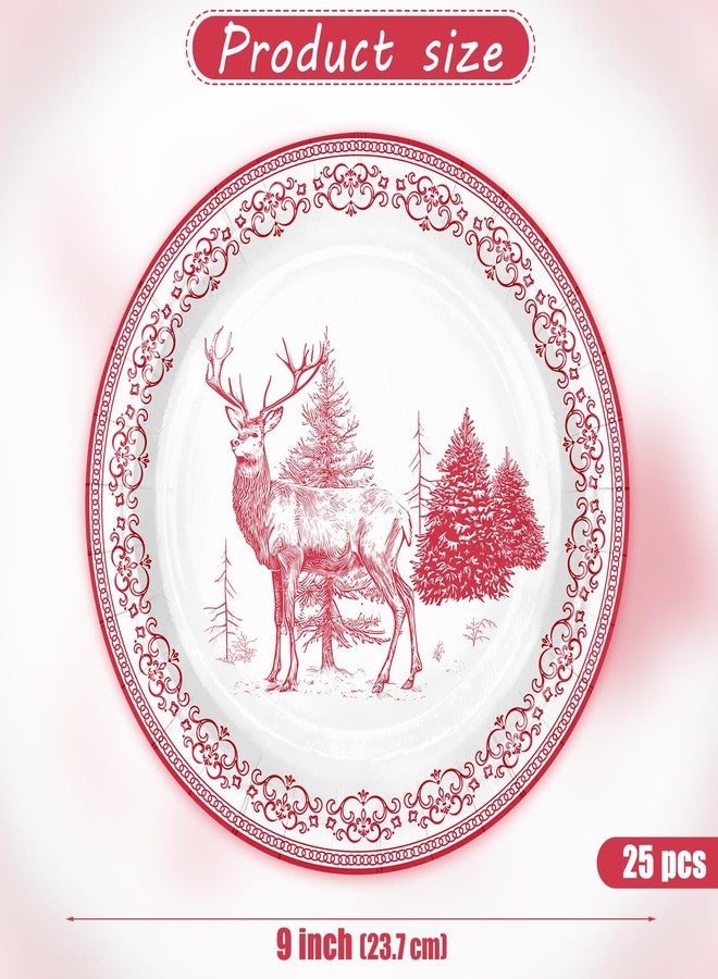 WRAPAHOLIC 25Pcs Christmas Paper Plates - 9 Inch Sketch Reindeer Disposable Plates Decorative Dinner Plates for Christmas Party Tableware Supplies Table Decor - Image 2