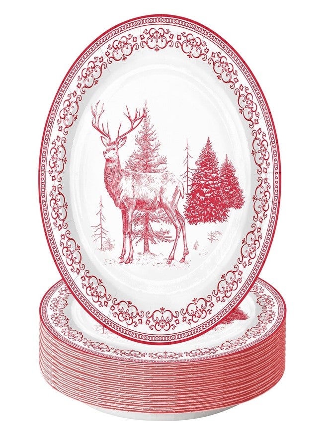 WRAPAHOLIC 25Pcs Christmas Paper Plates - 9 Inch Sketch Reindeer Disposable Plates Decorative Dinner Plates for Christmas Party Tableware Supplies Table Decor - Image 1