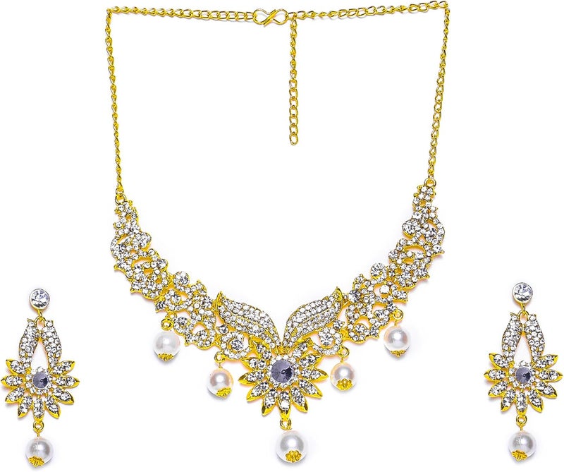 Estele Valentine Gifts For Girlfriend/Wife: Gehena Gold Plated Necklace Sets With Austrian Crystals For Girls and Women (Combo Of 3) - Image 5