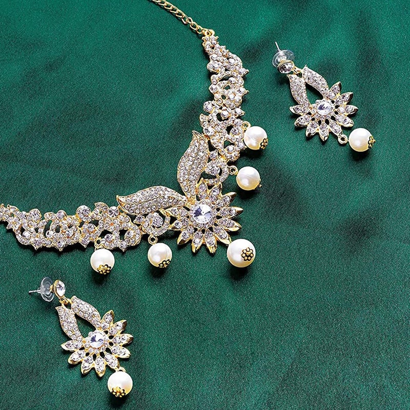 Estele Valentine Gifts For Girlfriend/Wife: Gehena Gold Plated Necklace Sets With Austrian Crystals For Girls and Women (Combo Of 3) - Image 3