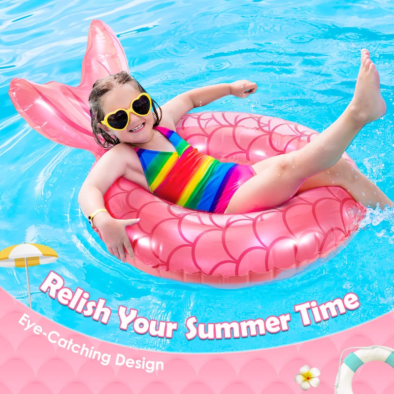 HeySplash Mermaid Pool Float  Mermaid Tail Shaped Pool Swimming Float Tube Ring Floatie  Summer Water Fun Beach Party Swimming Pool Toys for Kids Children Adults Water Activities  Rose Gold - Image 2