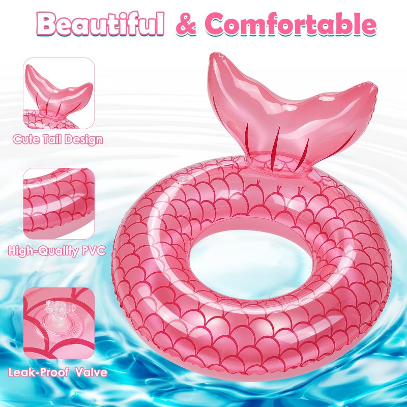 HeySplash Mermaid Pool Float  Mermaid Tail Shaped Pool Swimming Float Tube Ring Floatie  Summer Water Fun Beach Party Swimming Pool Toys for Kids Children Adults Water Activities  Rose Gold - Image 3