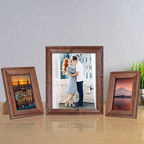 iRahmen 8x10 Picture Frame Set of 4, Brown Rustic Vintage Photo Frame with Real Glass, 8 x 10 Frames for Wall Mount and Tabletop Display - Image 5