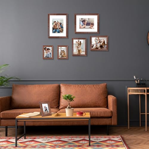 iRahmen 8x10 Picture Frame Set of 4, Brown Rustic Vintage Photo Frame with Real Glass, 8 x 10 Frames for Wall Mount and Tabletop Display - Image 2
