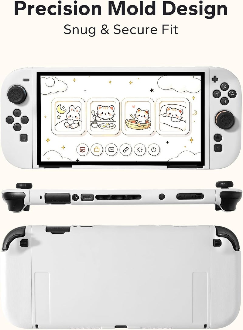Jemdo Textured Grip Protective Case Compatible with Nintendo Switch 2 (2025) Only - White Matte Shockproof TPU Shell with Anti-Slip Handles, Ergonomic & Comfort Slim Back Cover - Image 4