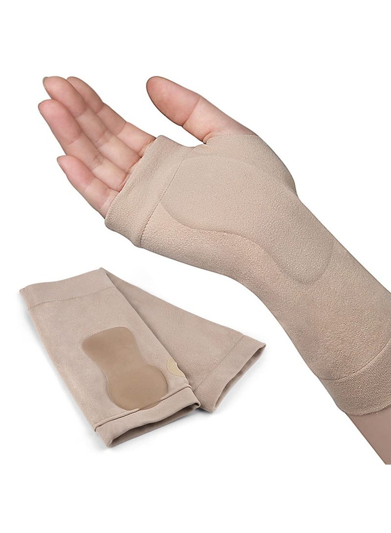 Arthritis Support Gloves, 1 Pair Wrist and Thumb Compression Sleeves, Soft Elastic Fingerless Design with Gel Pads, Breathable Brace for Comfort in Daily Activities  - Image 1