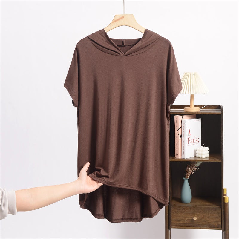 Summer Large Size Bat Short-Sleeved Women'S Fat Mm Large Bust Mid-Length Cotton Silk Sunscreen T-Shirt Loose - Image 1