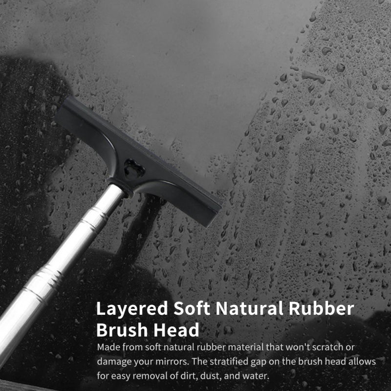 Car Rearview Mirror Wiper: 96cm Extendable Stainless Steel Rod, Soft Natural Rubber Brush Head - Compact Retractable Design, Enhanced Visibility Safety Squeegee for Car Drivers in Rainy Or Dark Condit - Image 5