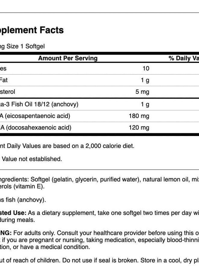 SWANSON Lemon Flavor Omega-3 Fish Oil 150 Softgels - Image 2