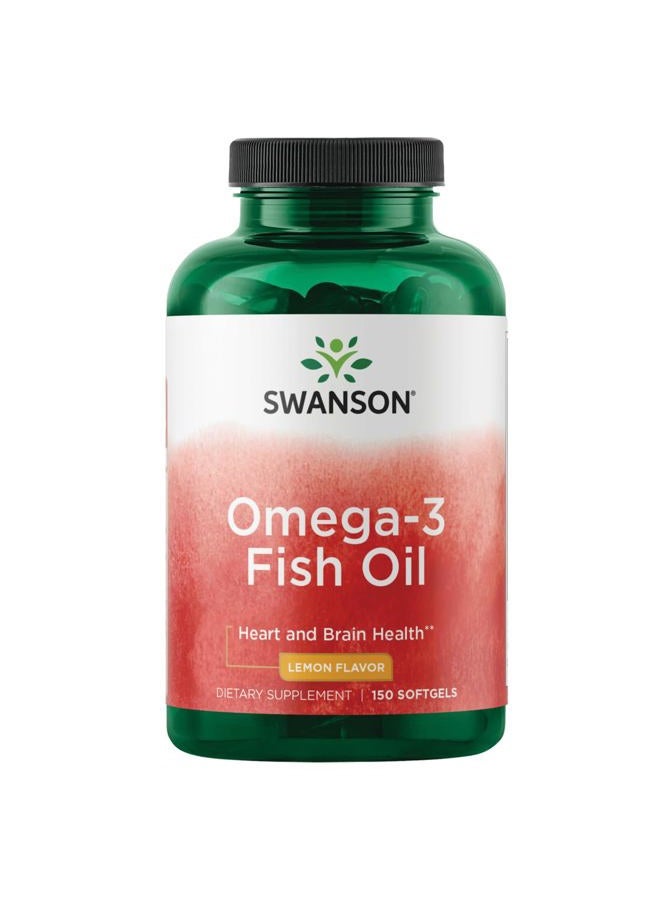 SWANSON Lemon Flavor Omega-3 Fish Oil 150 Softgels - Image 1