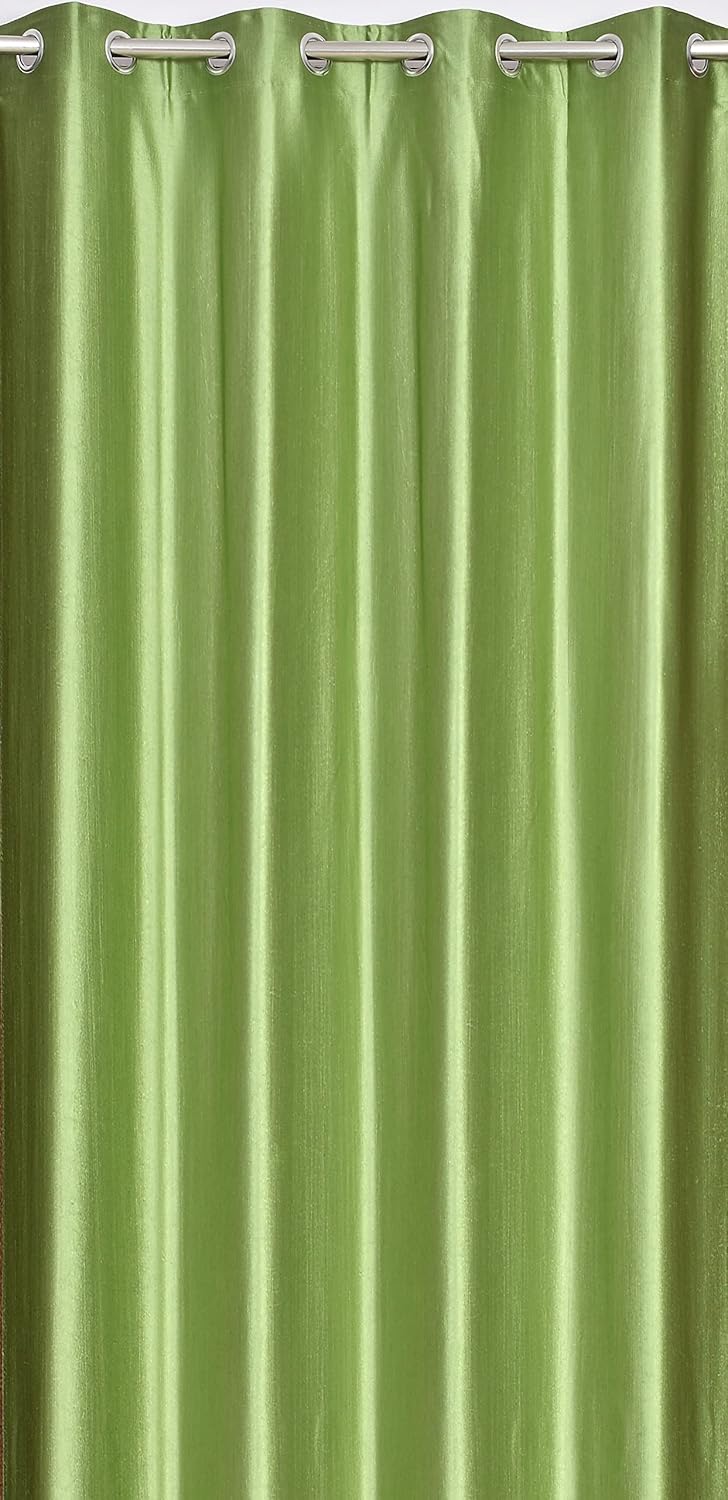 Yarnis Yarnis 5 feet Polyester LightFiltering 1 Floral Printed 1 Plain Eyelet Window Curtain Pista Green Combo Pack of 2 - Image 3