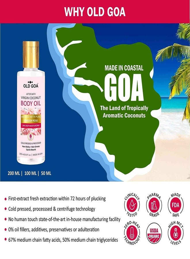 OLDGOA زيت الجسم OLDGOA لما بعد الاستحمام للاستخدام اليومي، والتدليك، وبشرة متألقة | لجميع أنواع البشرة | للرجال والنساء | عبوة من قطعتين برائحة الورد الإنجليزي | 200+200 مل - Image 5