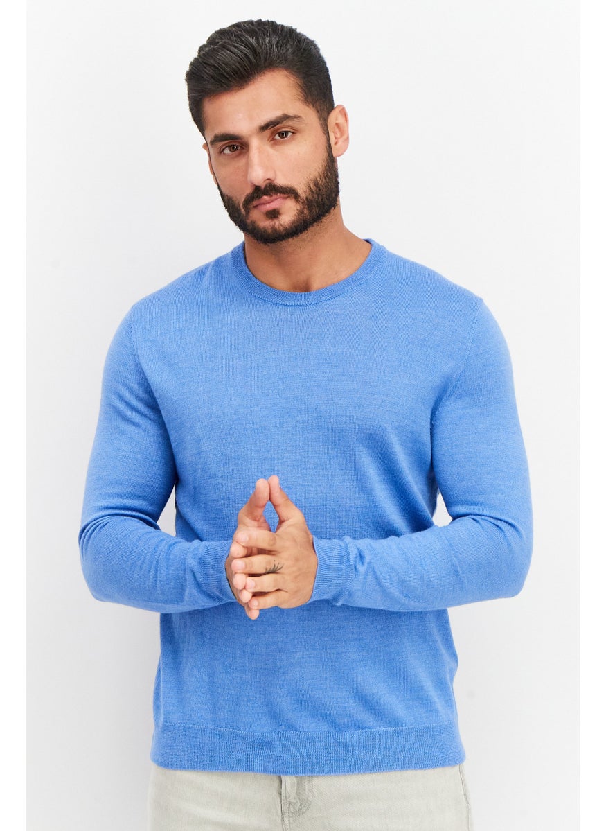 Men Crew Neck Textured Long Sleeves Sweater, Blue - pzsku/Z4566FB34471B4E0E7EEFZ/45/_/1737641671/cc49037b-d2ce-4ecc-873d-7d708ff14d9e