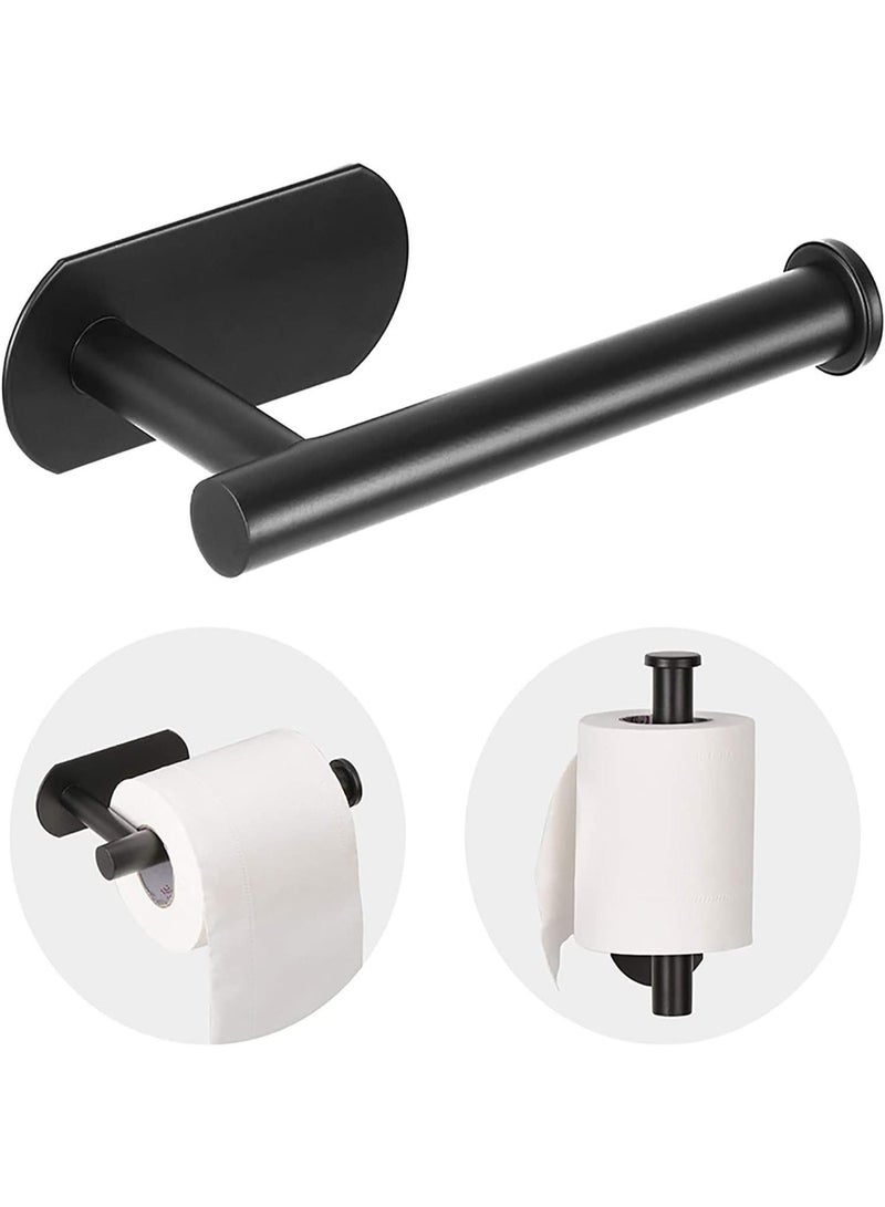 WangPangZi Matte Black Stainless Steel Toilet Paper Holder Self Adhesive 304 Rustproof Wall Mounted Tissue Holder No Drilling Required for Bathroom Kitchen Washroom Restroom Daily Use - Image 1