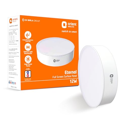 Orient Electric 12W Rimless LED Surface Panel Light | 990 Lumens | Wide Voltage Operation | Up to 4.0 kV Surge Protection| Cool White Light| BIS Certified | Made in India| Pack of 1 - Image 1