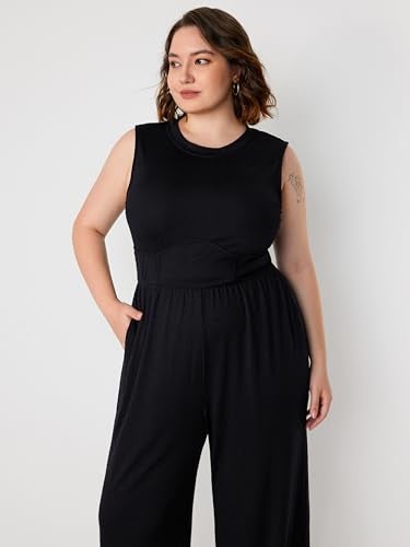 CIDER Plus Size Jumpsuits For Curvy Women Crew Neck Sleeveless Elegant Wide Leg Jumpsuits Dressy Casual Summer Outfits - Image 3