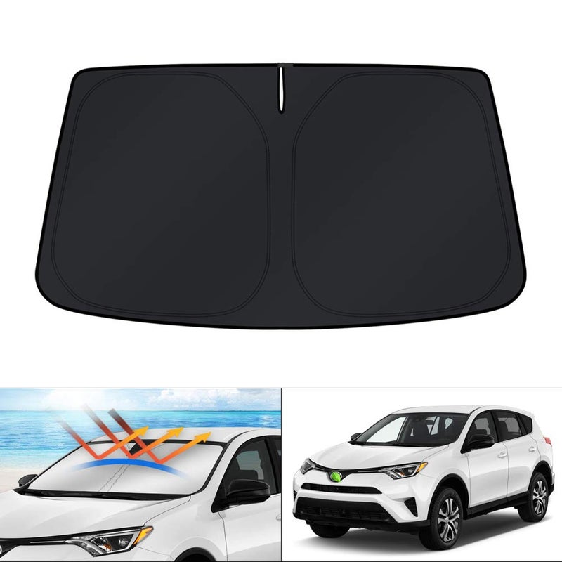 KUST Windshield Sun Shade for Toyota RAV4 2013 2014 2015 2016 2017 2018 Window Shade Sun Visor Protector Foldable Blocks UV Rays Keep Your Car Cooler