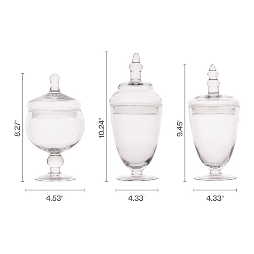 Elements Clear Glass Apothecary Jars with Lids Set of 3 Decorative Storage Jars for Home Kitchen Bathroom 10 95 85 Inch Handcrafted Display Jar Set - Image 3