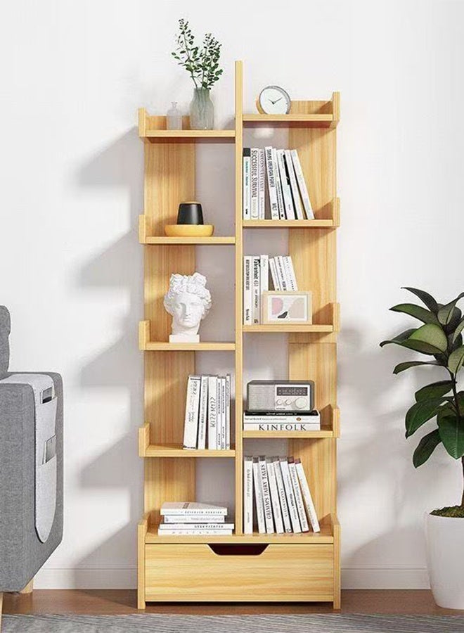 كوزينيست مكتبة خشبية بـ10 طبقات مع درج، خزانة كتب قائمة بذاتها بسعة كبيرة، رف تخزين وعرض منزلي ومكتبي لغرفة المعيشة وغرفة النوم والمكتب - Image 2