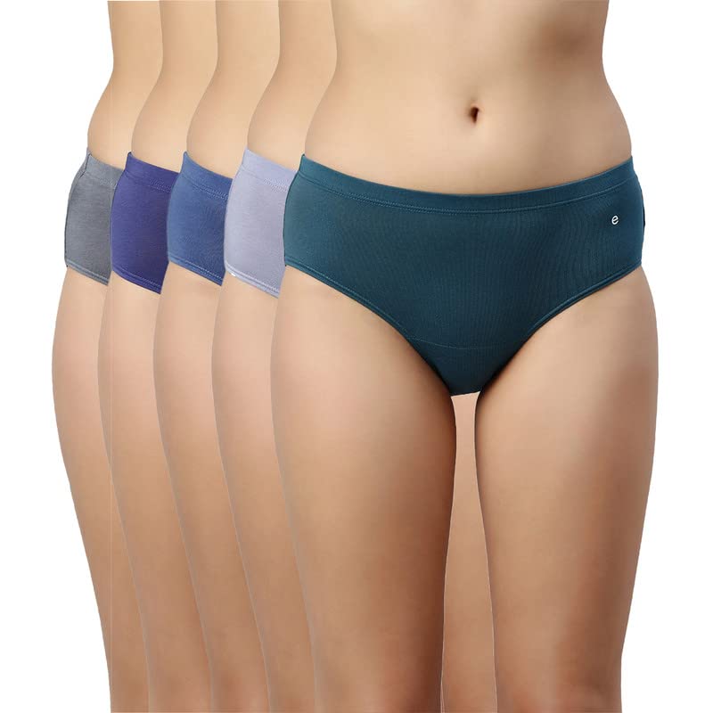 Enamor Stretchable Cotton Hipster Panties for Women Pack of 5, Full Coverage Grip Fit with Antimicrobial & Stain Release Technology-CR17-Assorted-Colors and Prints May Vary (CR17_Multicolordark5_M) - Image 1