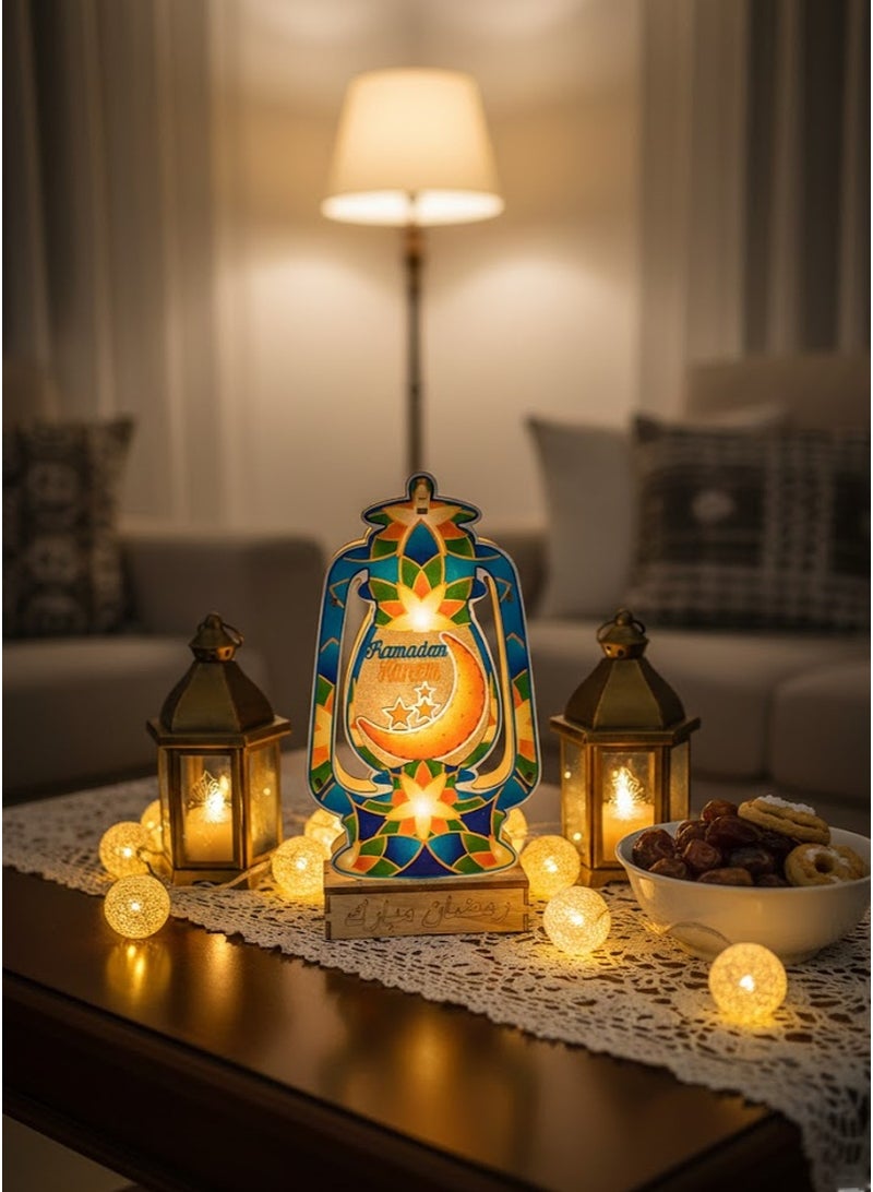 سي او أرماء اضاءة على شكل فانوس خشبي يحوي عبارة رمضانية - Image 1