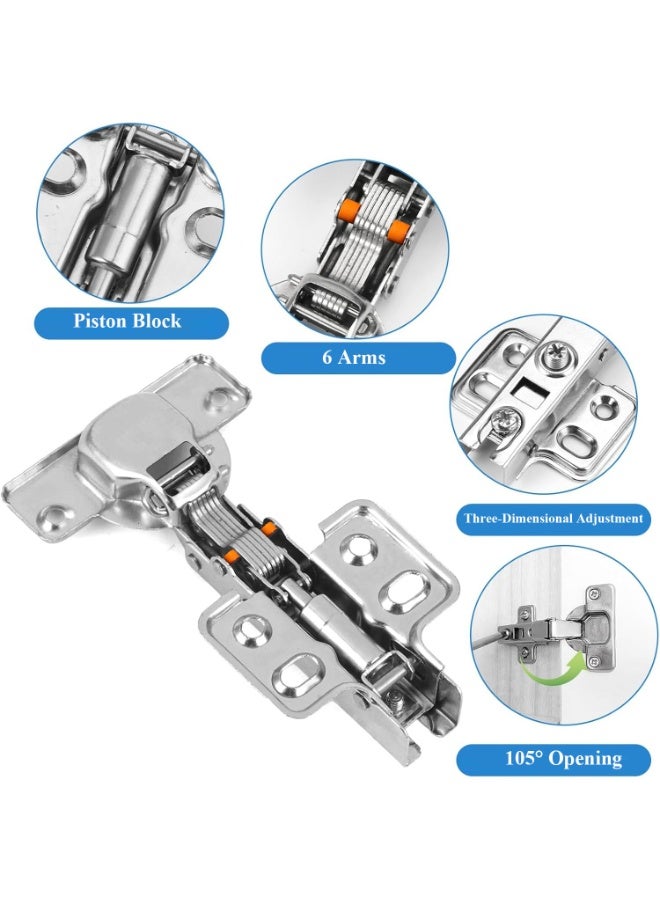 8-Pack Soft-Close Concealed Cabinet Hinges, Stainless Steel Invisible Door Hardware for Kitchen Cabinets, Wardrobes, Bookcases (Silver) with Screws Included - Image 5