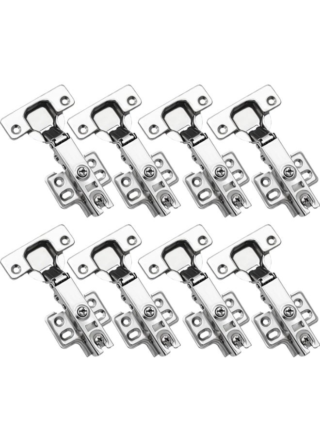 8-Pack Soft-Close Concealed Cabinet Hinges, Stainless Steel Invisible Door Hardware for Kitchen Cabinets, Wardrobes, Bookcases (Silver) with Screws Included - Image 1