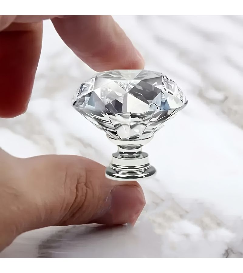 12Pcs Random Color Crystal Clear Plastic Cabinet Knobs Spherical Diamond Gloss Drawer Pulls With 4 Sided Beads Easy Screw On Installation For Dressers Wardrobes Cabinets Lock Compatible Crystal Buttons - Image 5