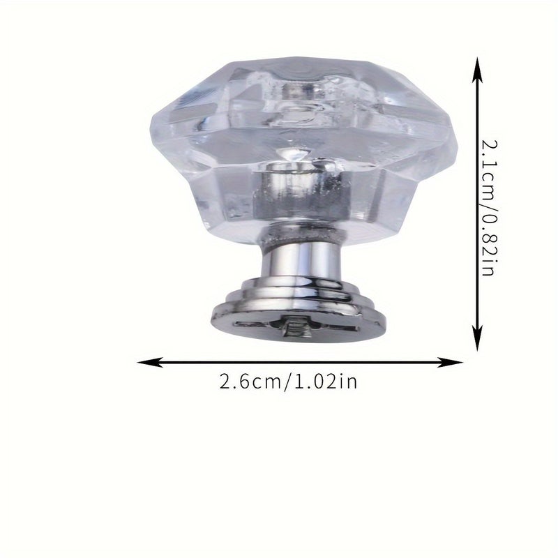 12Pcs Random Color Crystal Clear Plastic Cabinet Knobs Spherical Diamond Gloss Drawer Pulls With 4 Sided Beads Easy Screw On Installation For Dressers Wardrobes Cabinets Lock Compatible Crystal Buttons - Image 4