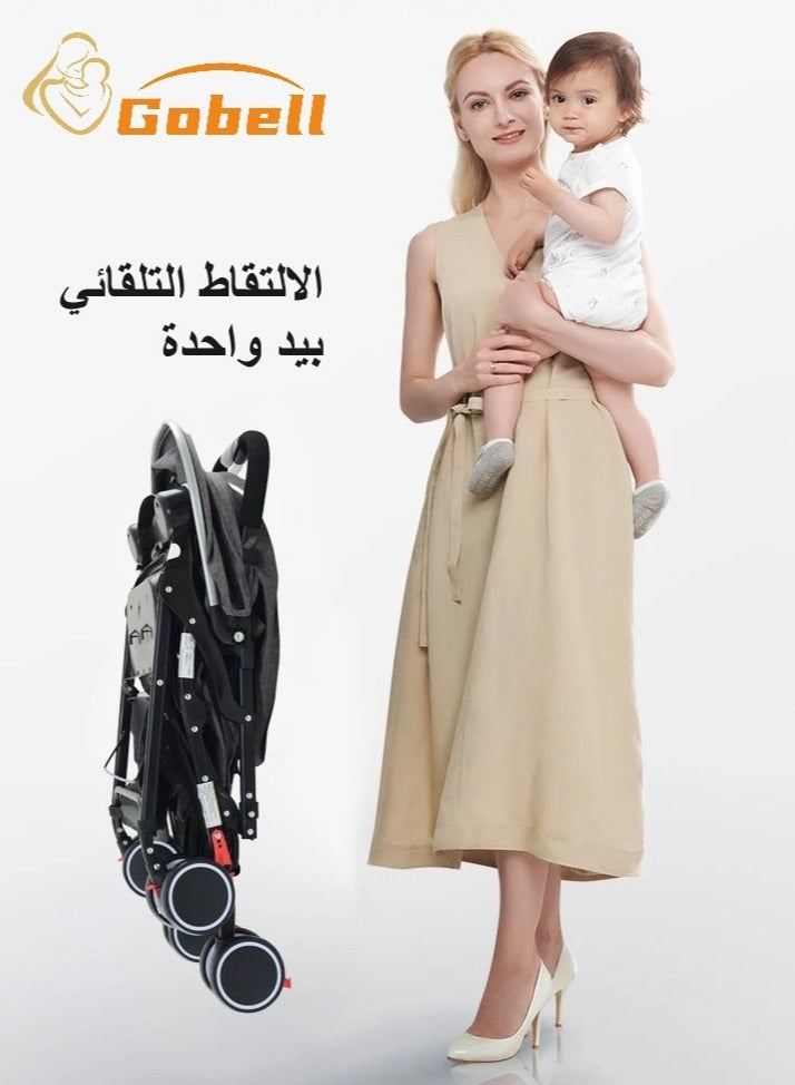 جوبل عربة أطفال مدمجة للسفر بيد واحدة مع حزام أمان خماسي النقاط - رمادي - Image 3