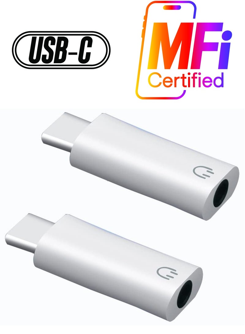 KASTWAVE USB C to 3.5mm Audio Headphone Jack Adapter, 2 Pack Type C Aux DAC Earphone Stereo Mic HiFi Right Angle Dongle Compatible with iPad Mini 6 / iPad Pro Air 4 / Samsung S21 Ultra / S20 Tab S7 - Image 1