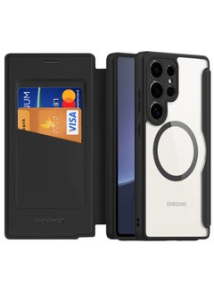 DUX DUCIS DUX DUCIS SKIN X Pro Case Anti-Yellowing Clear [Hard PC Back & Soft TPU Bumper] Magnetic Wireless Charging Flip Cover Shockproof Protective Phone Case Cover compatible with Samsung Galaxy S25 Ultra  (Black)  - Image 1