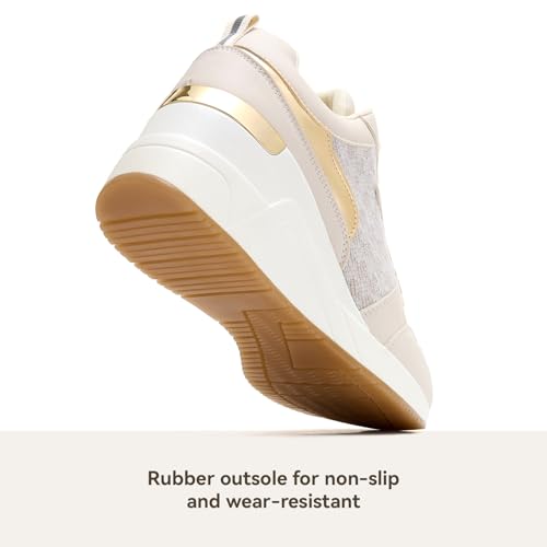 Cestfini Fashion Wedge High Heeled Sneakers for Women, Lace Up Non-Slip Comfortable Sneakers - Image 4
